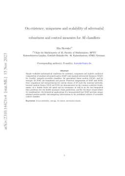On existence, uniqueness and scalability of adversarial robustness
  measures for AI classifiers