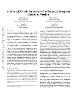 Mobile AR Depth Estimation: Challenges & Prospects -- Extended Version