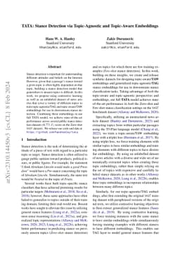 TATA: Stance Detection via Topic-Agnostic and Topic-Aware Embeddings