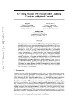 Revisiting Implicit Differentiation for Learning Problems in Optimal
  Control