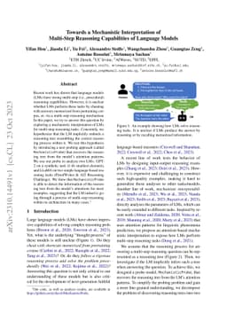 Towards a Mechanistic Interpretation of Multi-Step Reasoning
  Capabilities of Language Models