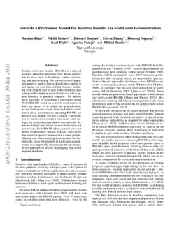 Towards a Pretrained Model for Restless Bandits via Multi-arm
  Generalization