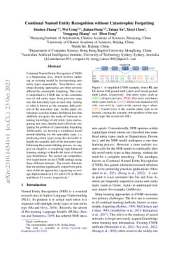 Continual Named Entity Recognition without Catastrophic Forgetting