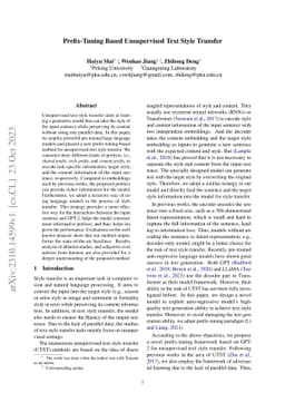 Prefix-Tuning Based Unsupervised Text Style Transfer