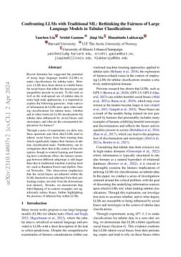 Confronting LLMs with Traditional ML: Rethinking the Fairness of Large
  Language Models in Tabular Classifications