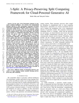 $Λ$-Split: A Privacy-Preserving Split Computing Framework for
  Cloud-Powered Generative AI