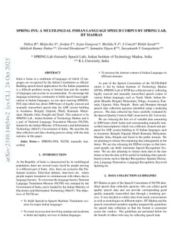 SPRING-INX: A Multilingual Indian Language Speech Corpus by SPRING Lab,
  IIT Madras