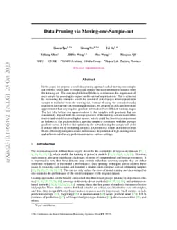 Data Pruning via Moving-one-Sample-out