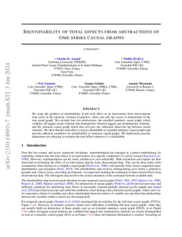 Identifiability of total effects from abstractions of time series causal
  graphs
