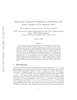 Sharp error bounds for imbalanced classification: how many examples in
  the minority class?