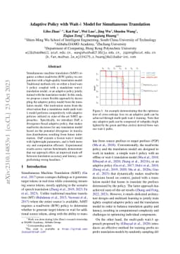 Adaptive Policy with Wait-$k$ Model for Simultaneous Translation