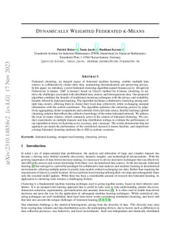 Dynamically Weighted Federated k-Means