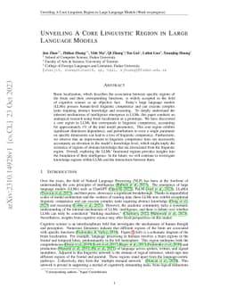 Unveiling A Core Linguistic Region in Large Language Models