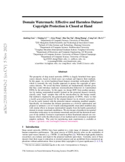 Domain Watermark: Effective and Harmless Dataset Copyright Protection is
  Closed at Hand
