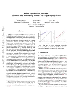 Did the Neurons Read your Book? Document-level Membership Inference for
  Large Language Models