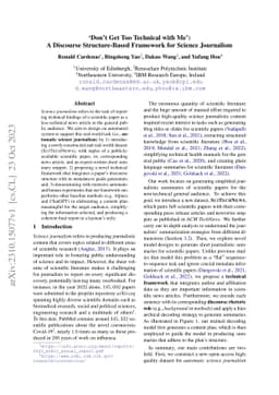 'Don't Get Too Technical with Me': A Discourse Structure-Based Framework
  for Science Journalism