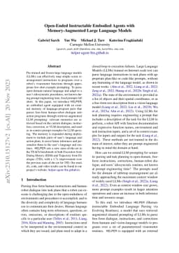 Open-Ended Instructable Embodied Agents with Memory-Augmented Large
  Language Models