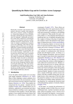 Quantifying the Dialect Gap and its Correlates Across Languages