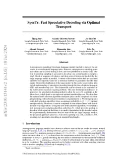 SpecTr: Fast Speculative Decoding via Optimal Transport