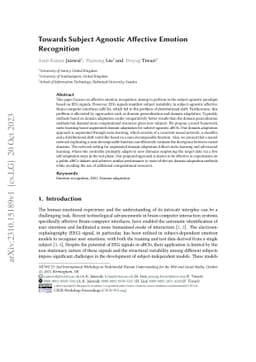 Towards Subject Agnostic Affective Emotion Recognition