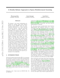 A Doubly Robust Approach to Sparse Reinforcement Learning