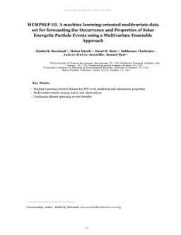MEMPSEP III. A machine learning-oriented multivariate data set for
  forecasting the Occurrence and Properties of Solar Energetic Particle Events
  using a Multivariate Ensemble Approach