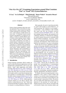 "One-Size-Fits-All"? Examining Expectations around What Constitute
  "Fair" or "Good" NLG System Behaviors
