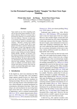 Let the Pretrained Language Models "Imagine" for Short Texts Topic
  Modeling