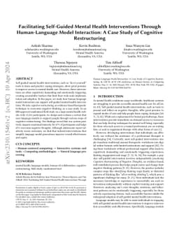 Facilitating Self-Guided Mental Health Interventions Through
  Human-Language Model Interaction: A Case Study of Cognitive Restructuring