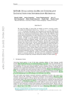 KITAB: Evaluating LLMs on Constraint Satisfaction for Information
  Retrieval