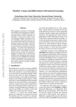 MarkQA: A large scale KBQA dataset with numerical reasoning