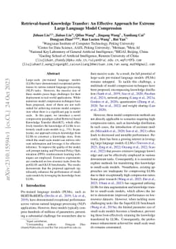 Retrieval-based Knowledge Transfer: An Effective Approach for Extreme
  Large Language Model Compression