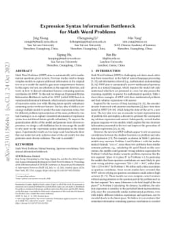 Expression Syntax Information Bottleneck for Math Word Problems