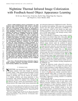 Nighttime Thermal Infrared Image Colorization with Feedback-based Object
  Appearance Learning