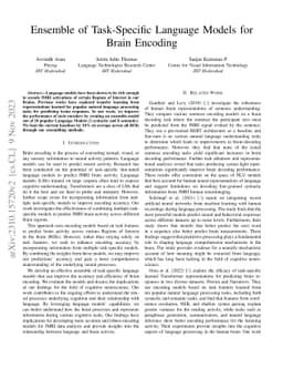 Ensemble of Task-Specific Language Models for Brain Encoding