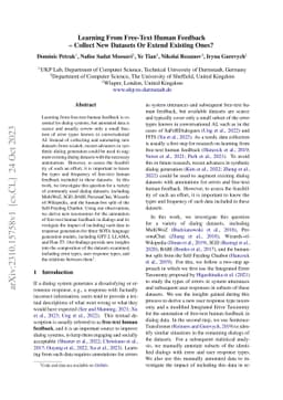 Learning From Free-Text Human Feedback -- Collect New Datasets Or Extend
  Existing Ones?