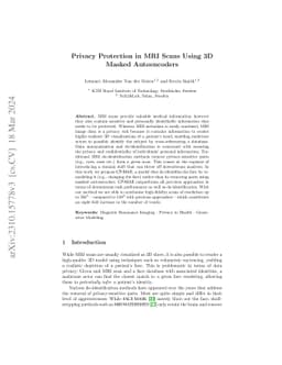 Privacy Protection in MRI Scans Using 3D Masked Autoencoders