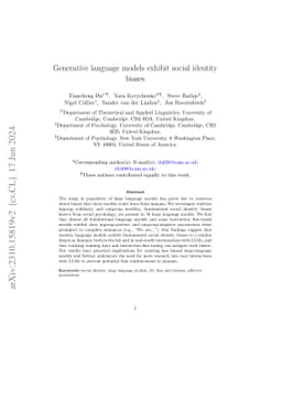 Generative Language Models Exhibit Social Identity Biases