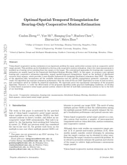 Optimal Spatial-Temporal Triangulation for Bearing-Only Cooperative Motion Estimation