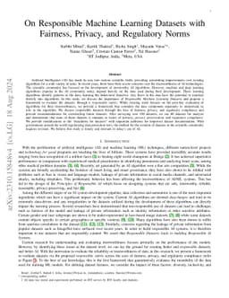 On Responsible Machine Learning Datasets with Fairness, Privacy, and
  Regulatory Norms