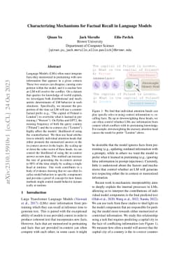 Characterizing Mechanisms for Factual Recall in Language Models