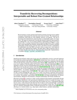 Transitivity Recovering Decompositions: Interpretable and Robust
  Fine-Grained Relationships