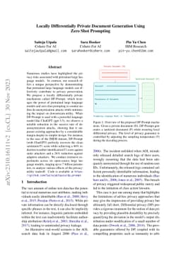 Locally Differentially Private Document Generation Using Zero Shot
  Prompting