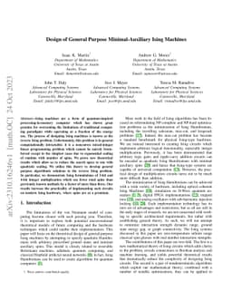 Design of General Purpose Minimal-Auxiliary Ising Machines