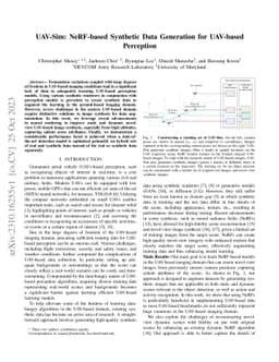 UAV-Sim: NeRF-based Synthetic Data Generation for UAV-based Perception