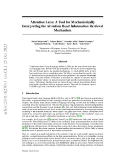Attention Lens: A Tool for Mechanistically Interpreting the Attention
  Head Information Retrieval Mechanism