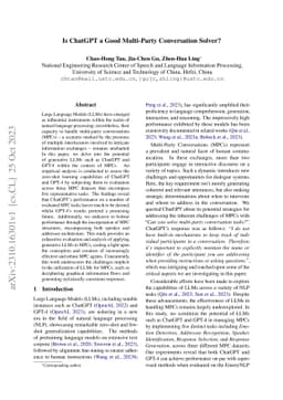 Is ChatGPT a Good Multi-Party Conversation Solver?