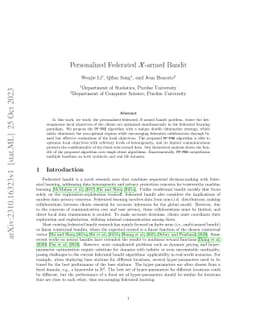 Personalized Federated X -armed Bandit