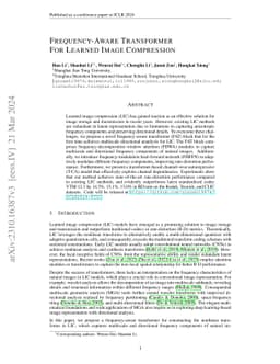 Frequency-Aware Transformer for Learned Image Compression