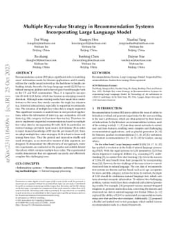 Multiple Key-value Strategy in Recommendation Systems Incorporating
  Large Language Model